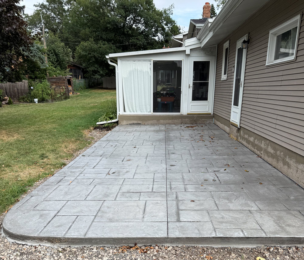 Stamped concrete patio installed in Roseville MN by Creative Concrete Inc Stamped concrete patio installed in Roseville MN by Creative Concrete Inc